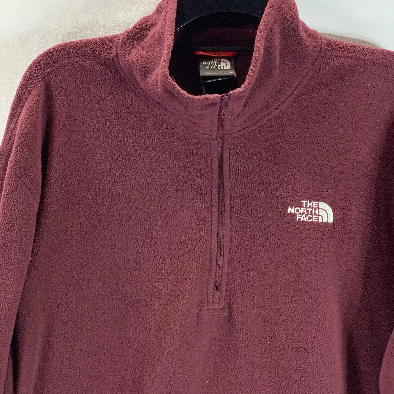 THE NORTH FACE Men's Burgundy Polortec Classic Fleece Quarter-Zip Sweater SZ XL