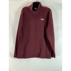 THE NORTH FACE Men's Burgundy Polortec Classic Fleece Quarter-Zip Sweater SZ XL