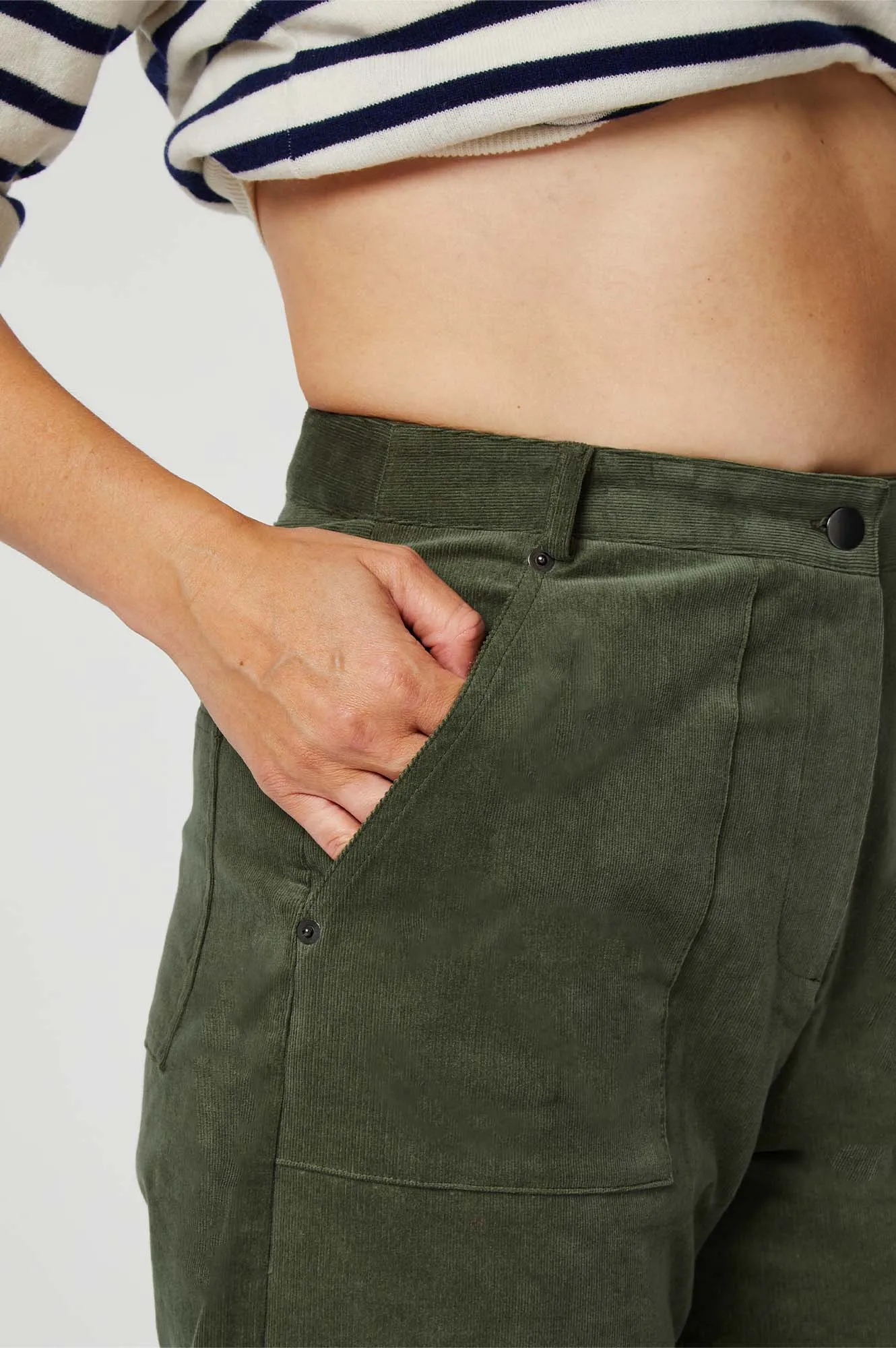 Utility Stretch Corduroy Trousers | Khaki