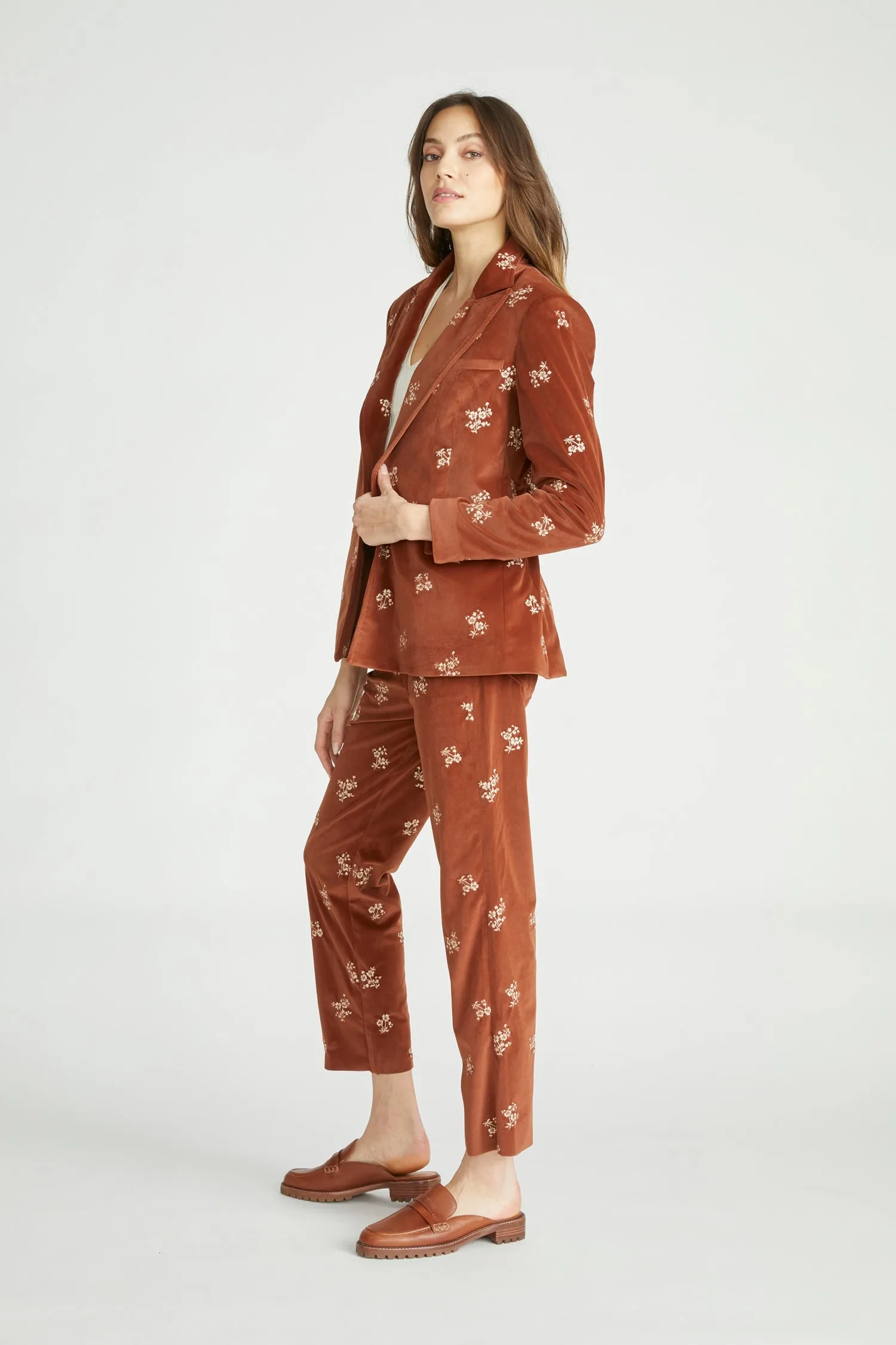 Velour Pants - Rust Clover
