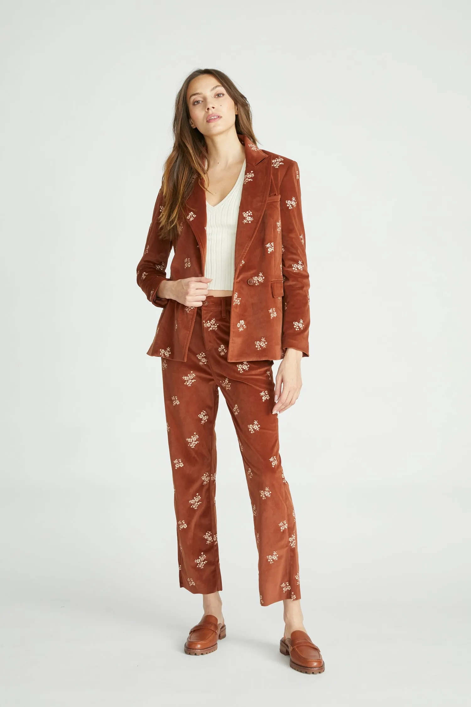 Velour Pants - Rust Clover