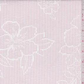 White/Pale Pink Stripe Floral Seersucker Fabric