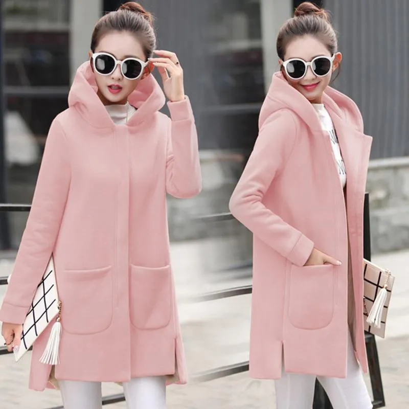 Women's Autumn/Winter Hooded Fleece Coat