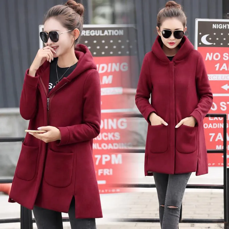 Women's Autumn/Winter Hooded Fleece Coat