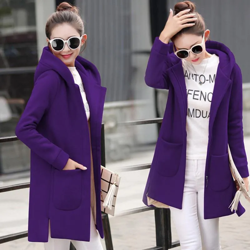 Women's Autumn/Winter Hooded Fleece Coat