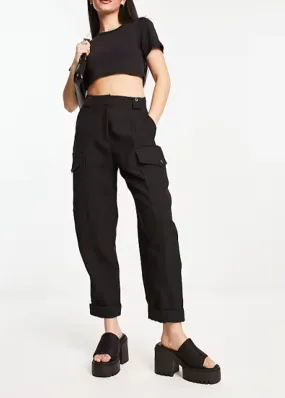 Women's Utility Peg Trousers,Black